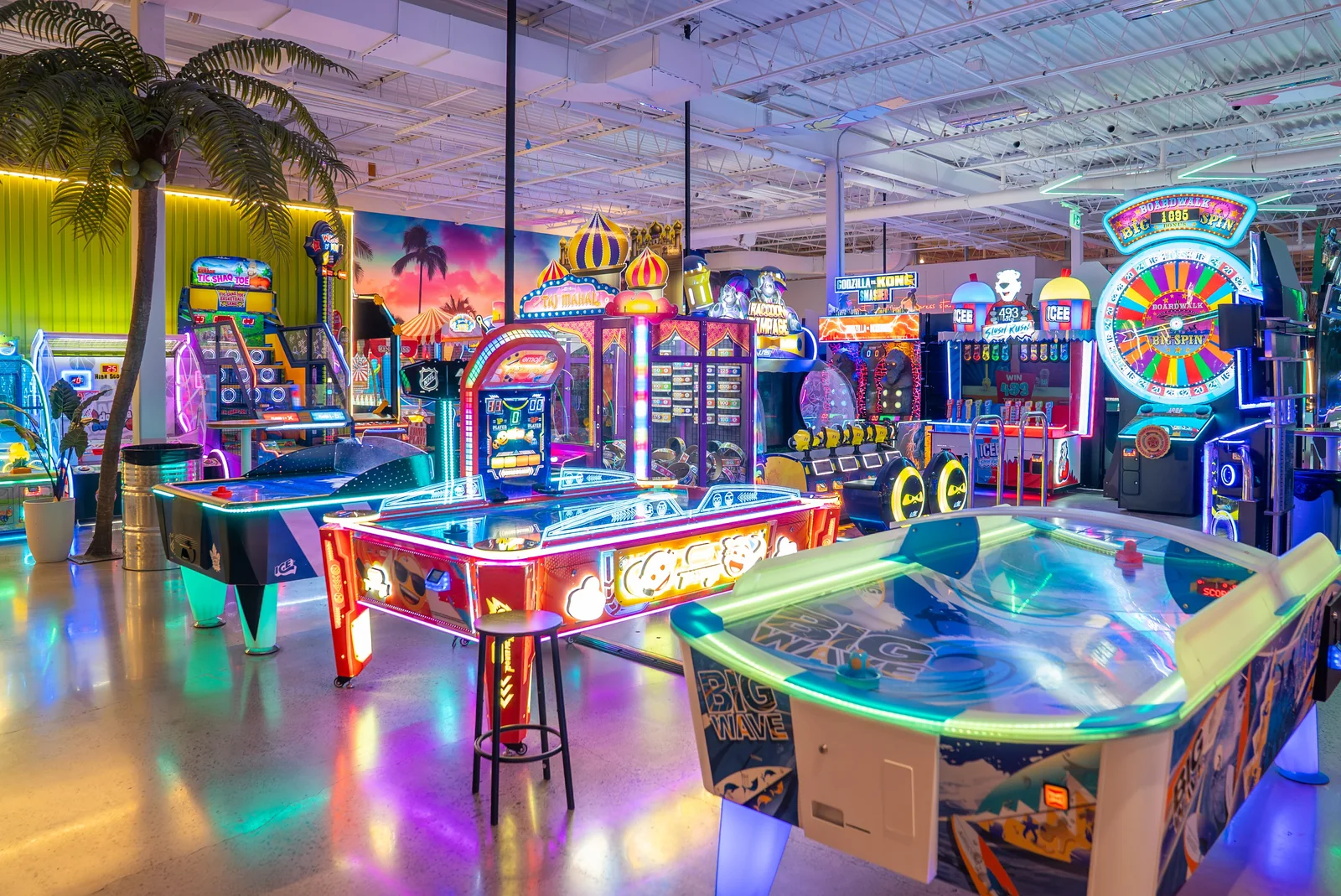 Colourful arcade floor